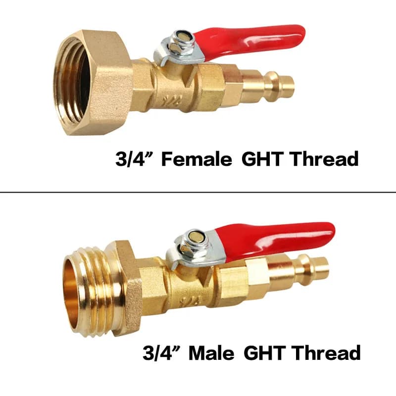Blowing water adapter with winter garden connector for RV campers with connector for hose with ball valve Threading for quick brass connector