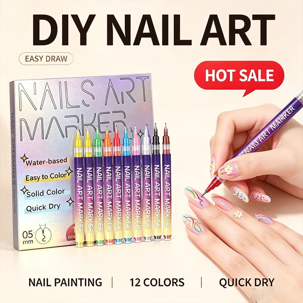 DIY Nail Art Brush Set Fine Tip Drawing Liner Nail Pen Multi-Use Home Professional Party Design Tools 2pcs