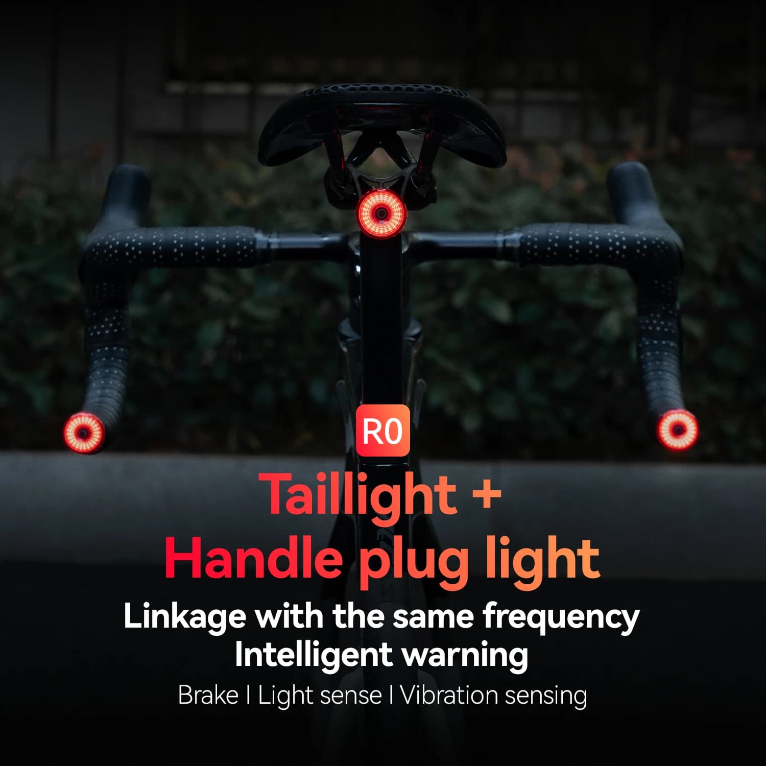 ROCKBROS Luce per bicicletta Sensore intelligente delle vibrazioni del freno Fanale posteriore Spina terminale del manubrio Luce per bici Tipo USB Luce per ciclismo su strada MTB