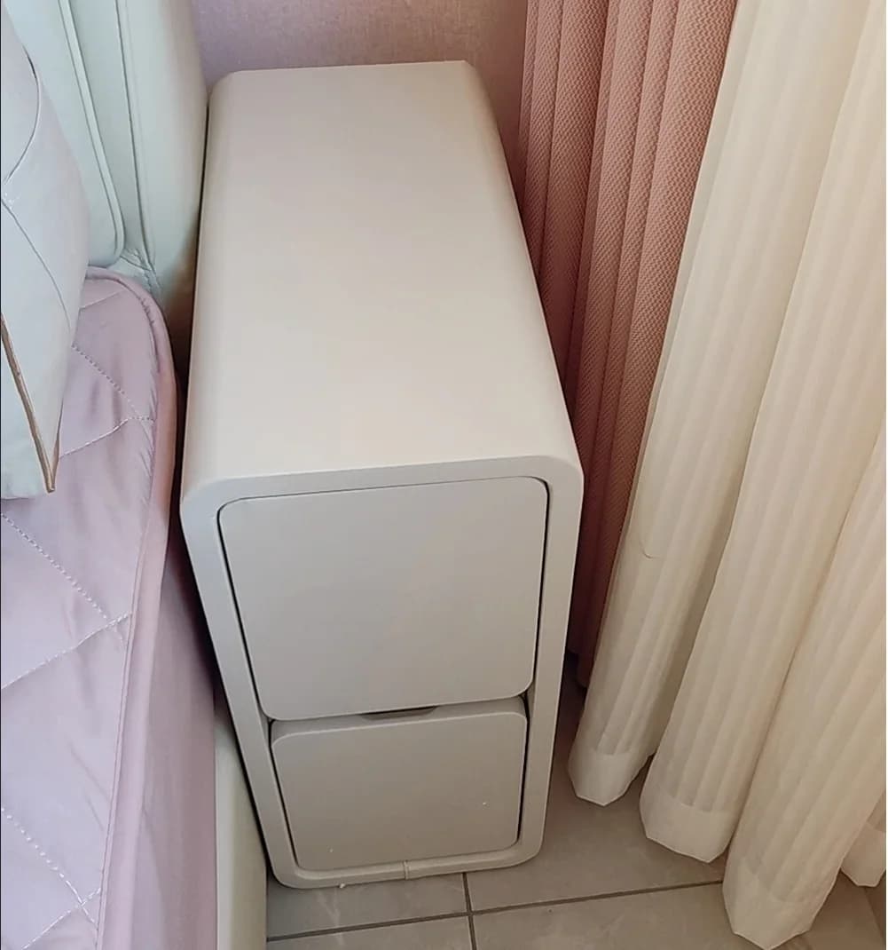 Comodino in legno massello con 2 cassetti, design senza gambe, piccolo comodino per camera da letto, armadio minimalista e stretto