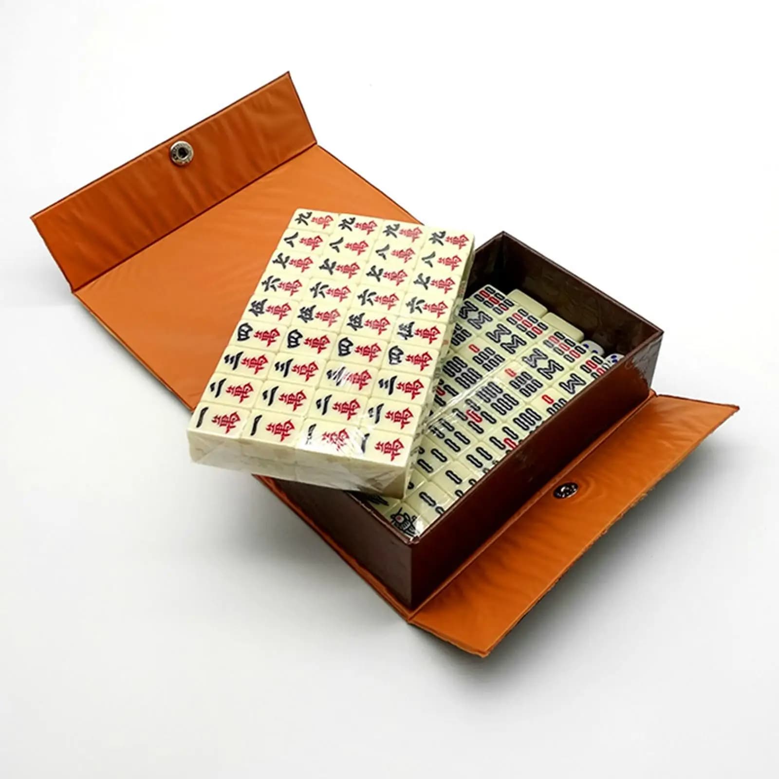 Set da gioco Mahjong cinese 144 fogli Versione tradizionale cinese Gioco Piastrelle classiche Giochi Set Mahjong da viaggio per i viaggi