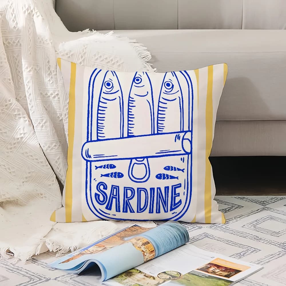 Cuadros Decorations Sardines Nordic Pillow Case Cuscini da ufficio adatti per divano, auto, fodera per cuscino decorativa