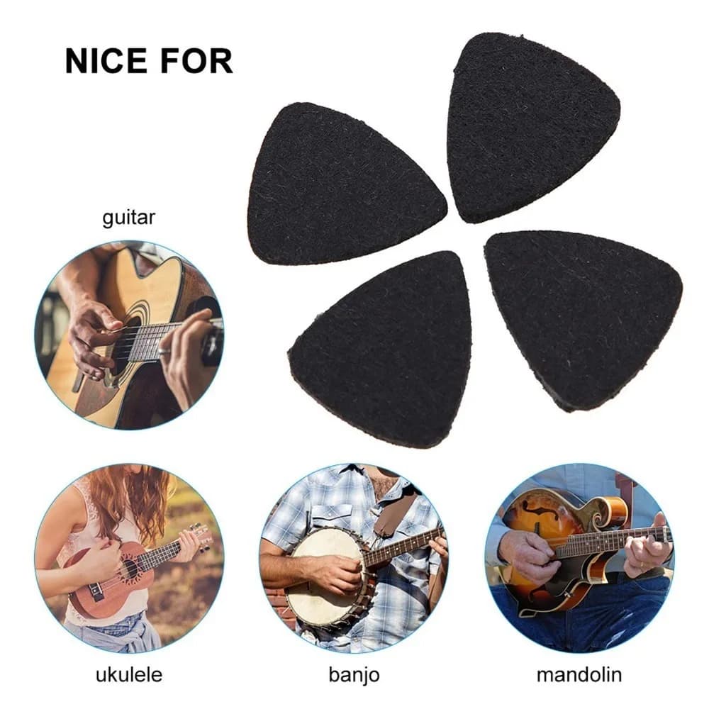 Materiale in feltro di lana da 10 pezzi ​ Plettri per chitarra in feltro ​ ​ Spessore 3,5 mm ​ Nero/Grigio ​ Plettri in feltro di lana ​ ​ Plettri per ukulele