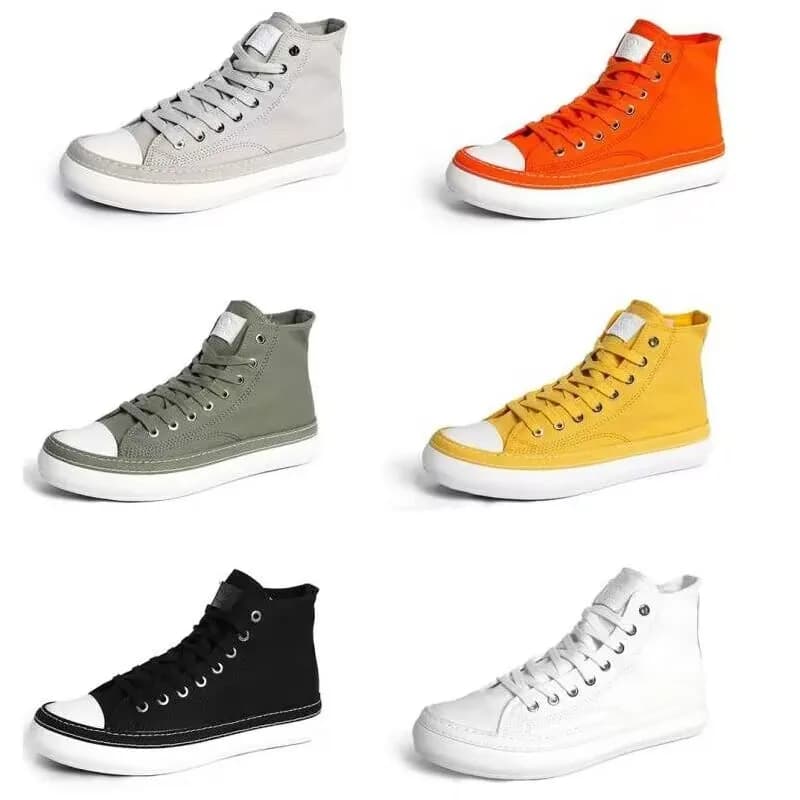 Nuove Sneakers Unisex in Tela alla Moda, Scarpe Vulcanizzate da Uomo e Donna, Modello Alto Arancione, Calzature Casual Nere 38-44