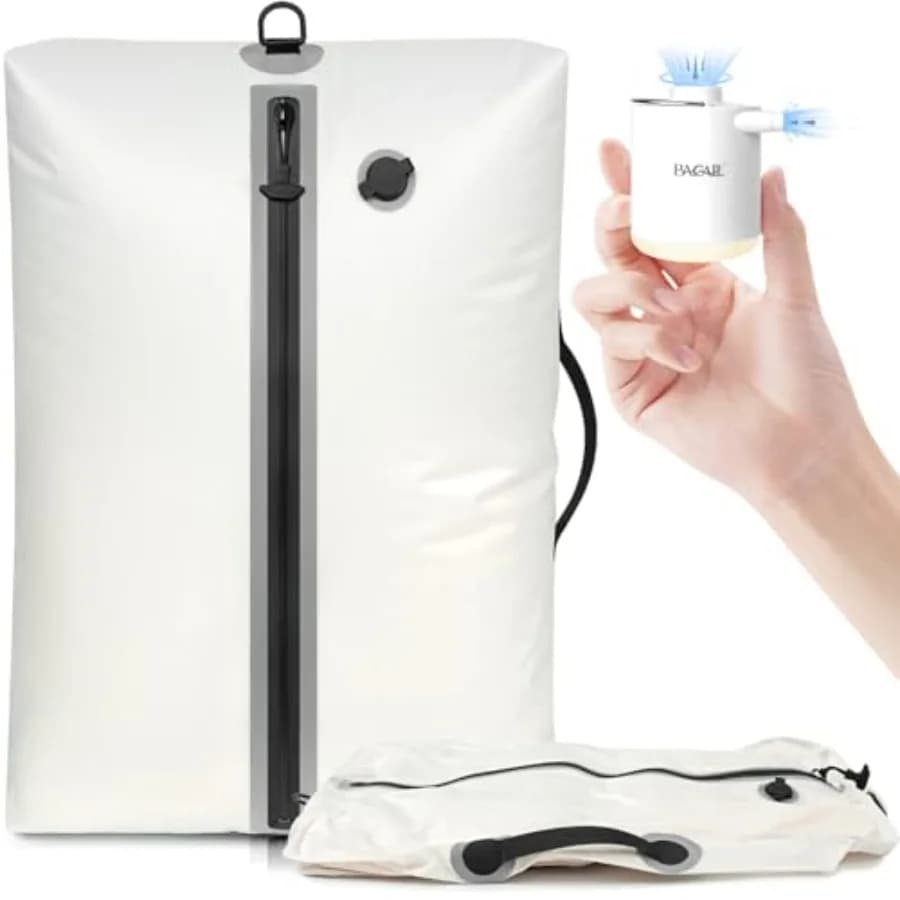 Sacchetto Sottovuoto in TPU per Viaggi, Borsa a Compressione Riutilizzabile con Cerniera Impermeabile IPX8, Salva Spazio per Valigie, Zaini e Bagagli a Mano