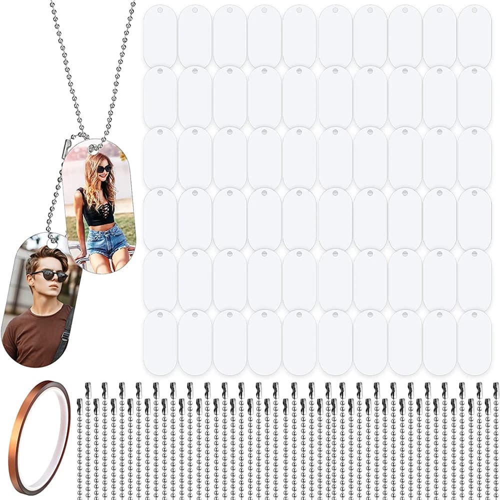 31 pezzi sublimazione etichette per cani vuote pendenti in alluminio etichette per stampaggio vuote a doppia faccia collane con ciondolo messaggio artigianato fai da te