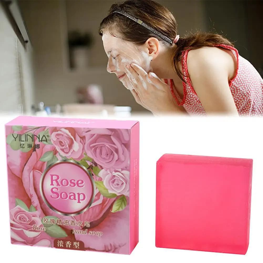 Sapone all'Olio Essenziale di Rosa 55g, Sapone Artigianale a Freddo, Formula Naturale Vegetale, Fragranza Duratura, Idratante e Detergente
