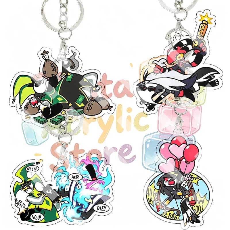 Helluva Boss Acrylic Keychain Anime Characters Asmodeus Fizzarolli Blitzo Stolas Decoration Cartoon Keyring Backpack Pendant TOY