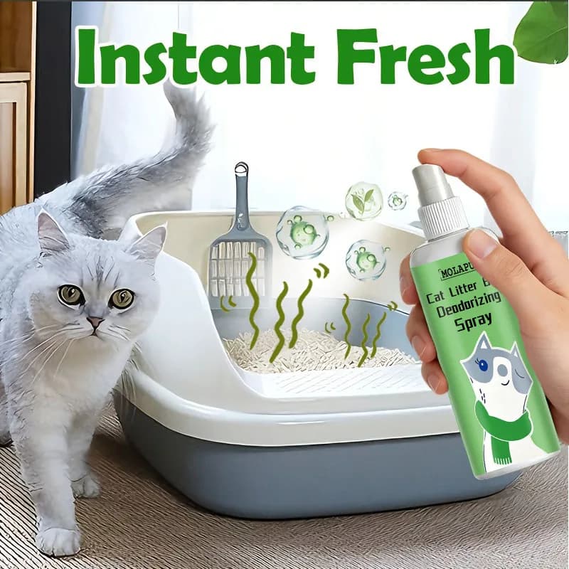 Spray Deodorante per Lettiera per Gatti - Deodorante Multiuso per Gatti e Lettiere, Rimuove Efficacemente Odori di Urina, Feci e Tappetini Assorbenti, Adatto per Nidi di Gatti, Cucine, Tappeti e Altre Aree, Elimina Rapidamente gli Odori