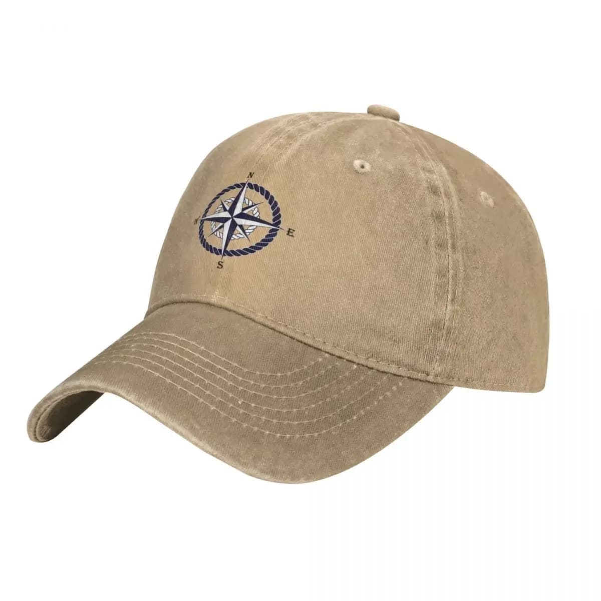 Compass NWES Natural 2024 Nuovo berretto da baseball in denim lavato per uomo Berretto da camionista sportivo Cappello per protezione solare primaverile ed estivo