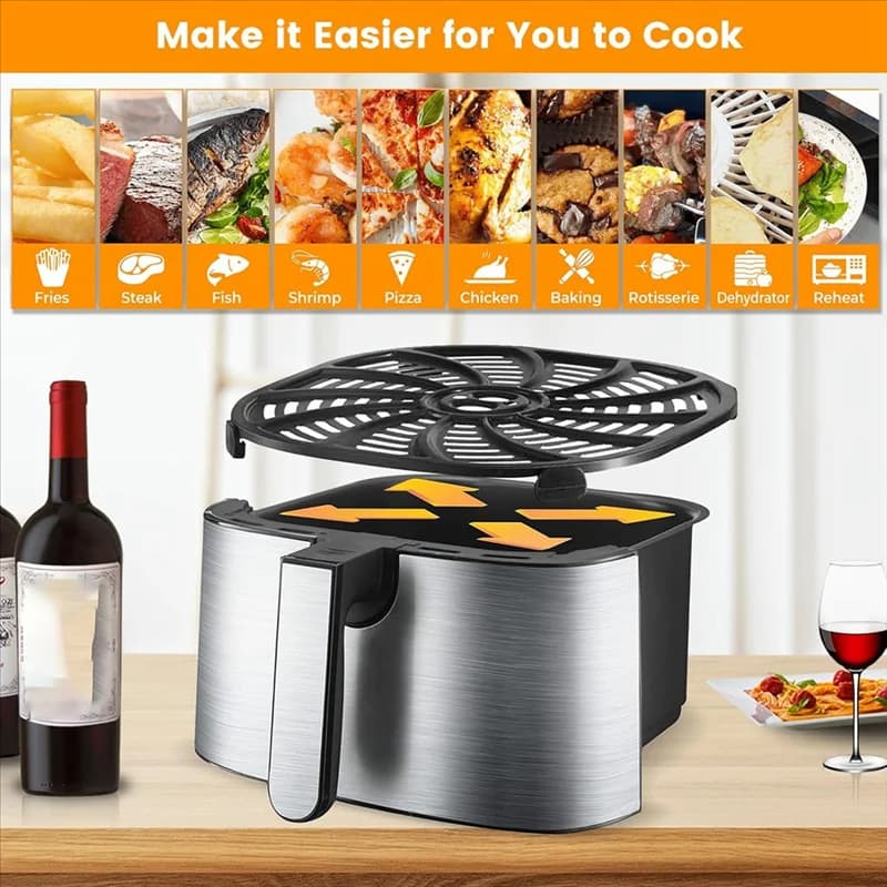Padella per friggitrice A98I-Air per friggitrice ad aria Gourmia GAF716 GAF798 7QT, parti di ricambio per friggitrice ad aria antiaderente Accessori Vassoio per rack