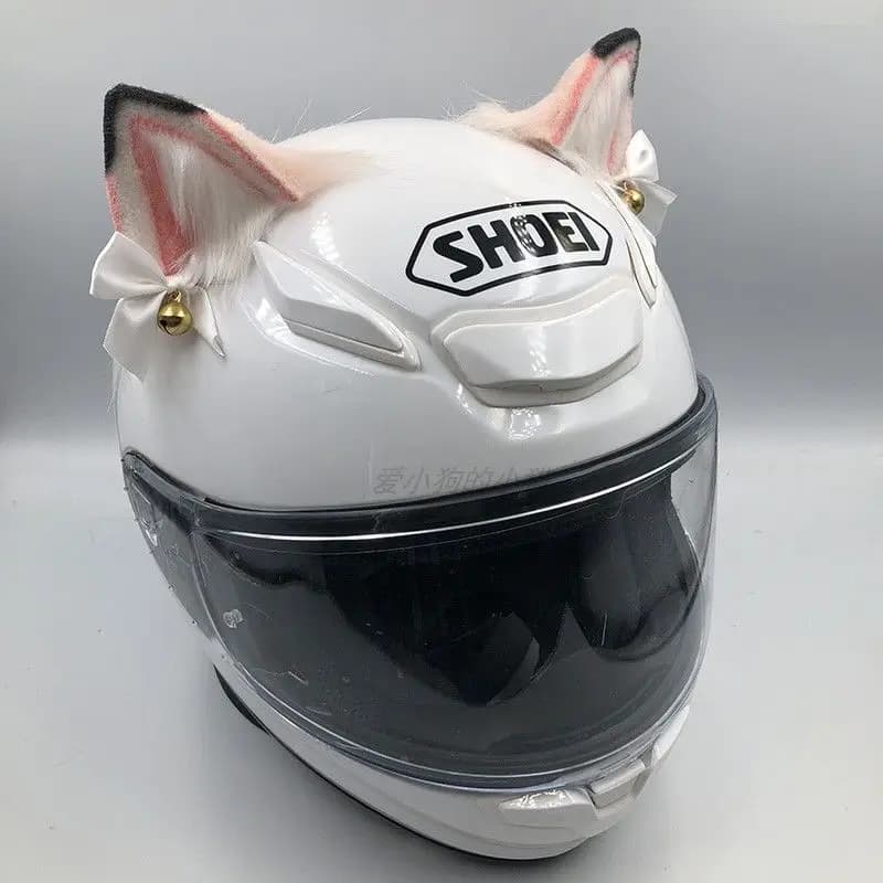 Accessorio decorativo universale per casco da moto e da sci a forma di orecchio canino, per piloti uomini e donne, con supporto interno.