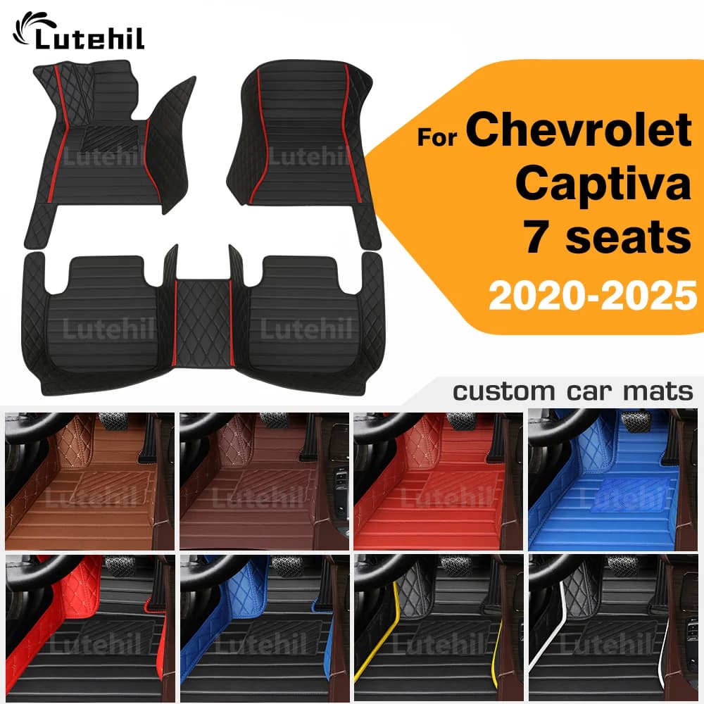 Car mats for Chevrolet Captiva 7 places 2020-2025 24 23 22 21 Auto Foot relief All Weather Carpet Cover Flooring Full set
