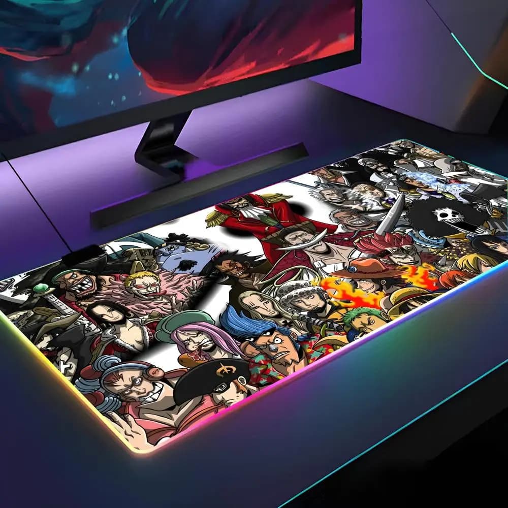 O-One P-Pieces Anime Rufys Mouse Pad RGB Retroilluminato Mouse Pad Laptop Mouse Pad Laptop Gamer Computer Scrivania Accessori da gioco