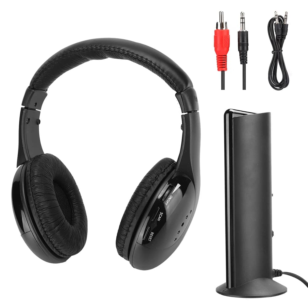 Auricolare wireless FM 5 in 1 con microfono integrato e base di ricarica