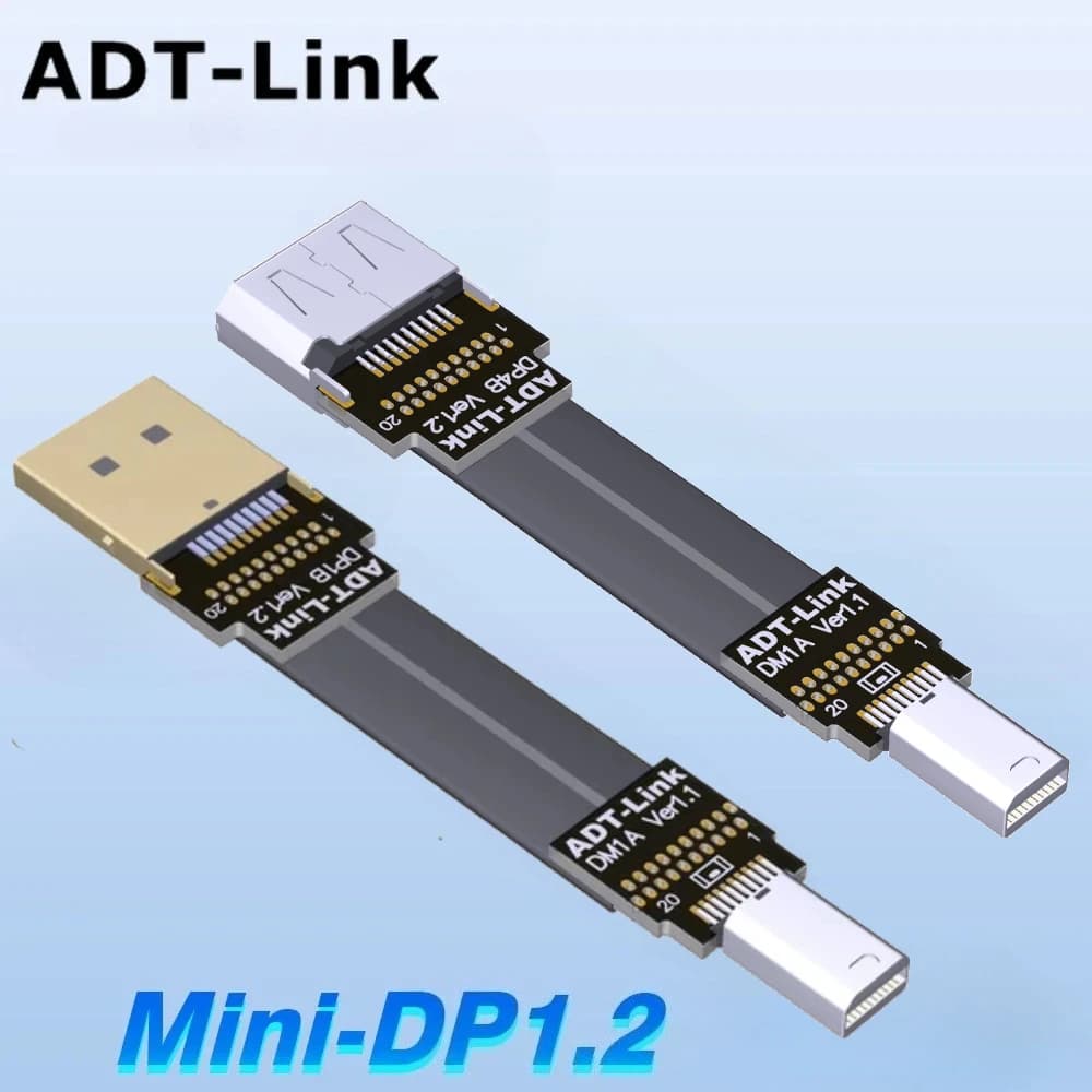 Cavo piatto ADT-Link Mini-DP a DP Cavo HDR Video Audio Mini DisplayPort V1.2 per scheda video Scheda grafica Estensione GPU 3-300 cm