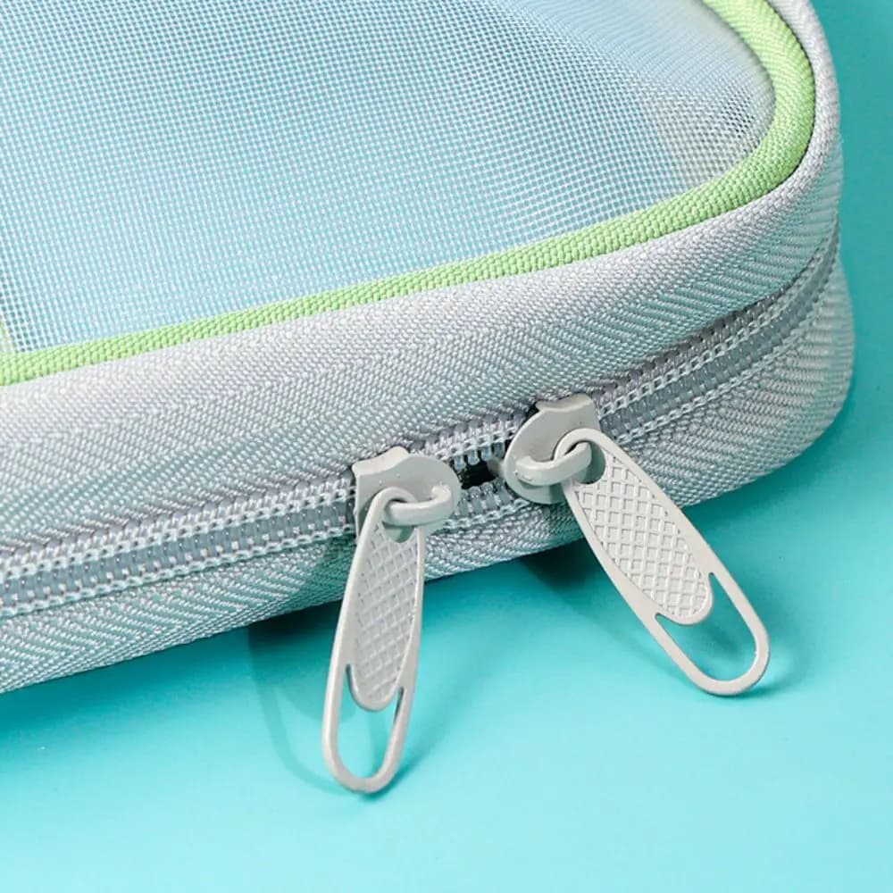 Borsa portaoggetti per fogli di test ispessita, con tre scomparti a rete, colore Morandi, organizer portatile per cancelleria