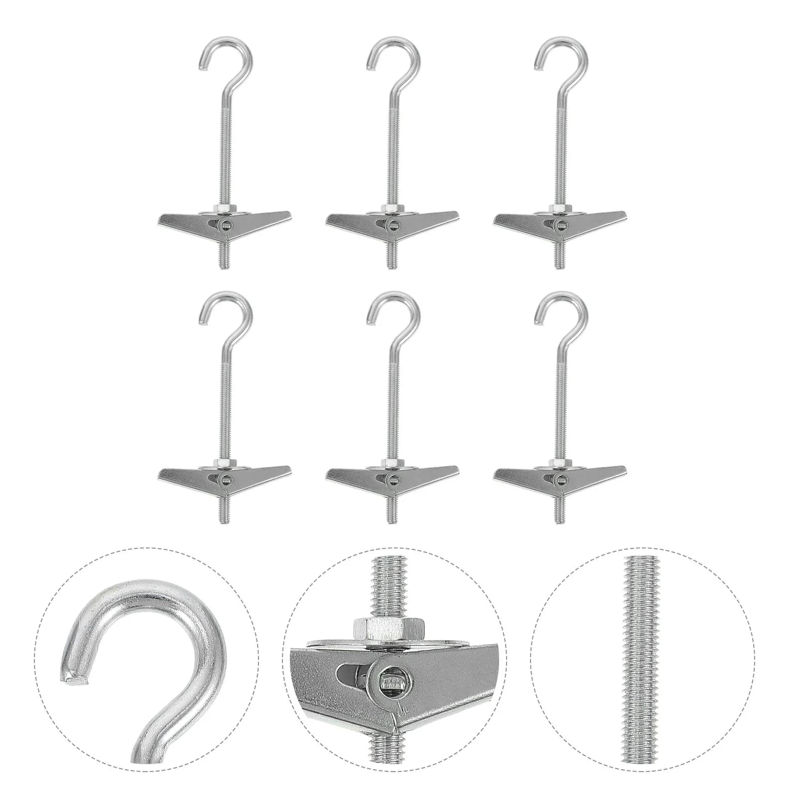 Set di 6 Ganci in Metallo Resistenti per Soffitto e Parete, Adatti per Cartongesso, Fibra di Legno e Fibrocemento, Soluzione di Stoccaggio