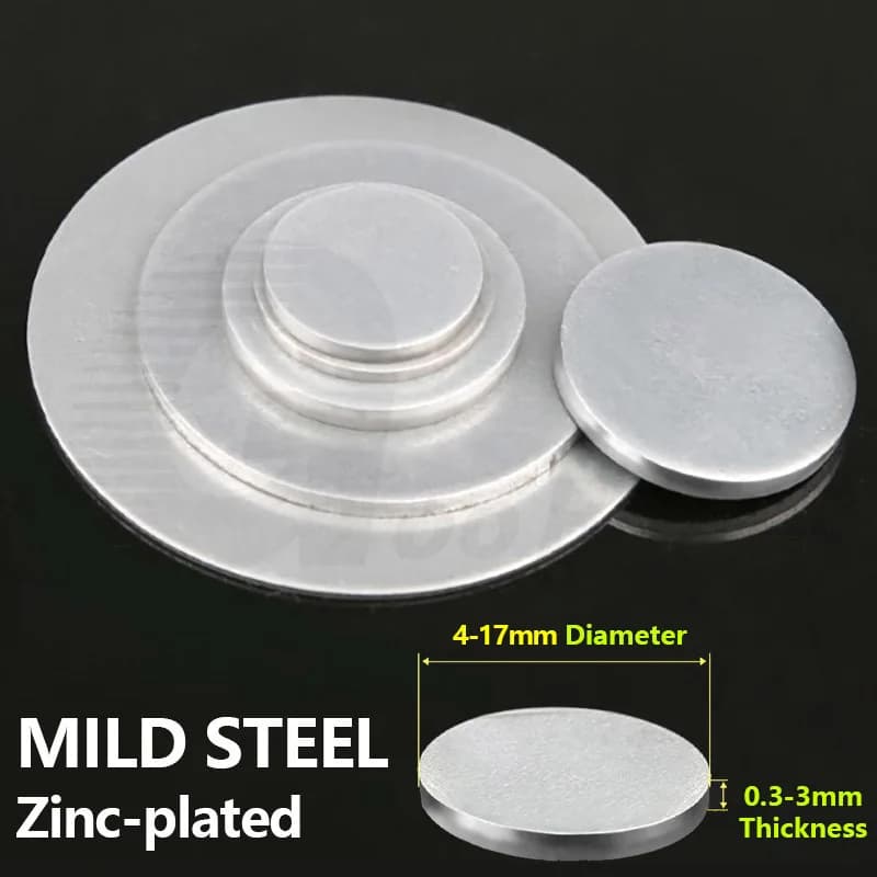 Mild Steel Circular Plate Zinc-Plated Ultra-thin Discs Round Disks Circles Metal Iron Sheet Blanks 0.3-3mm Thick 4-17mm Diameter