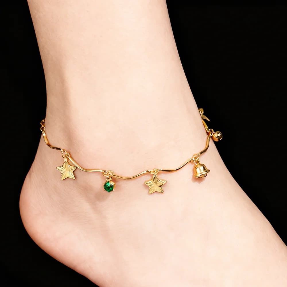 Bracciale con cavigliere a stella a cinque punte femminile Bracciale con catena alla caviglia stile bohemien Gioielli eleganti per piedi per accessori per catena per gambe da donna