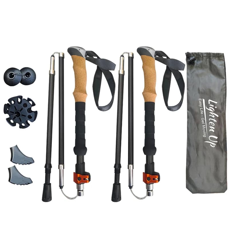 Outdoor Foldable Trekking Stick 4 Sections Camping Portable Trekking Stick For Old Nordic Easy Telescopic Club To Put In Bag