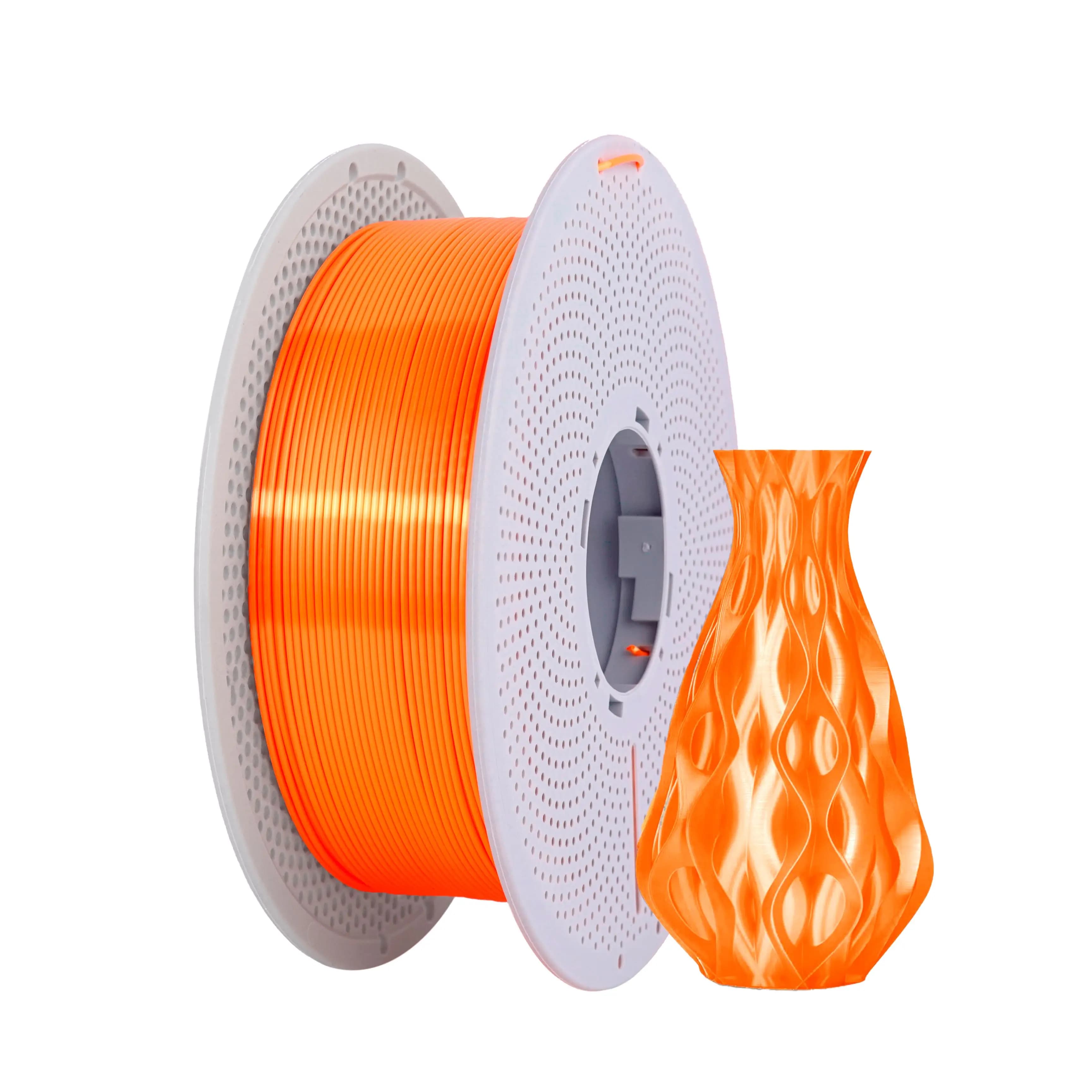Filamento PLA Seta 1.75mm, 1KG Arancione Setoso, Avvolgimento Preciso, Filamento PLA Lucido per Stampante 3D, Precisione Dimensionale +/-0.03mm, Compatibile con la Maggior Parte dei Dispositivi