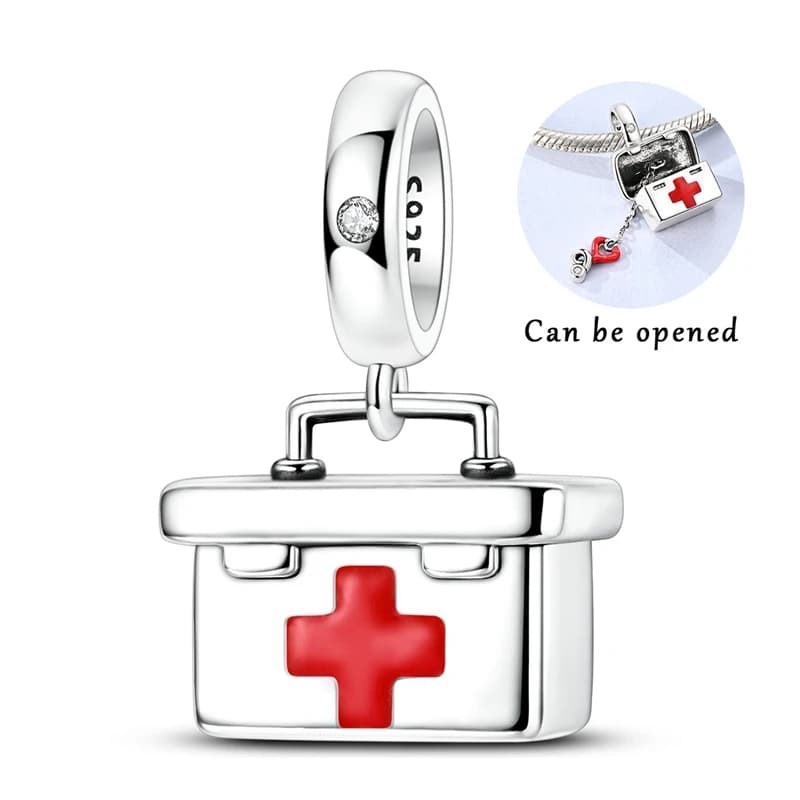 Charm Fit Chain Bracelet Diy First Aid Kit 925 Sterling Silver Openable Pendant Jewelry For Woman