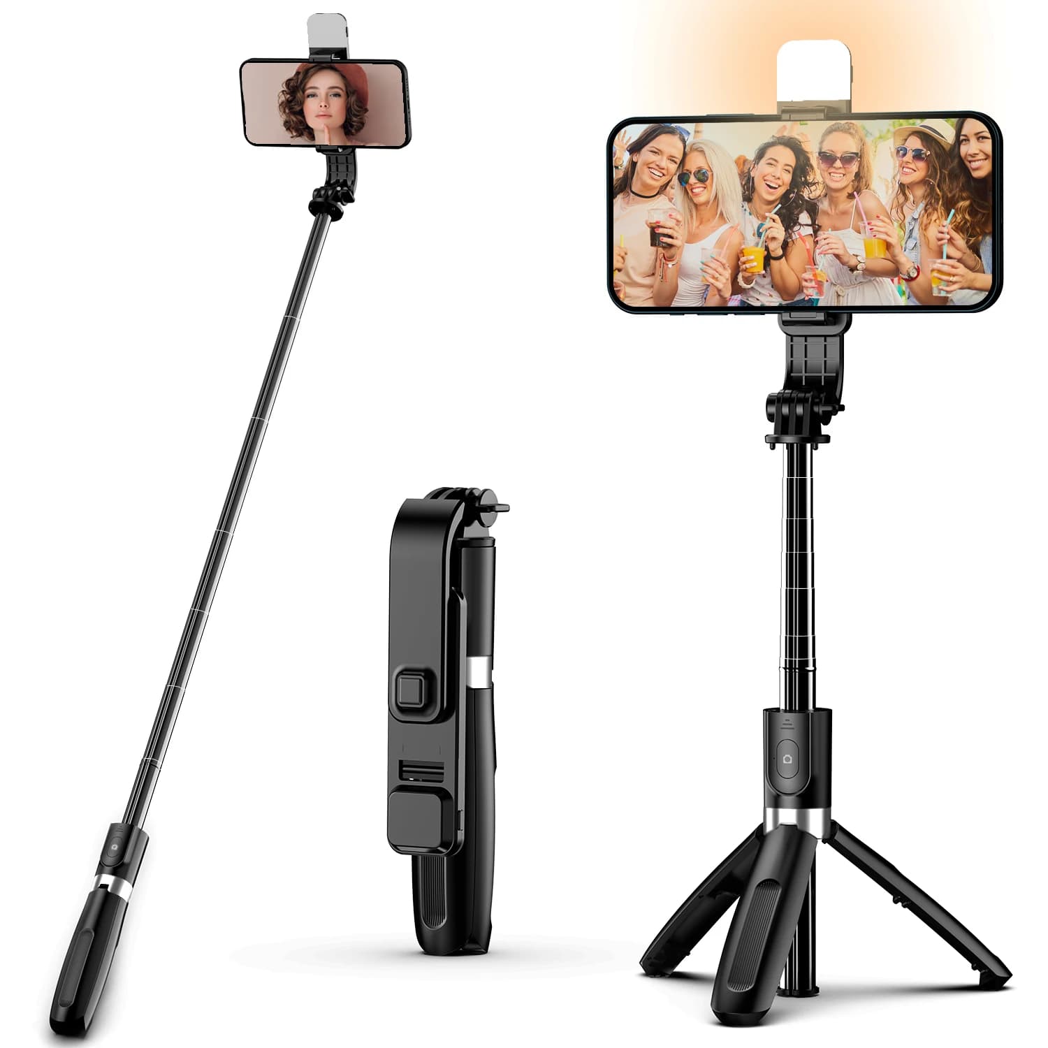 L02s Luce di riempimento Bluetooth Treppiede remoto wireless Selfie Stick Stabilizzatore portatile per Xiaomi IPhone Cellulare Smartphone