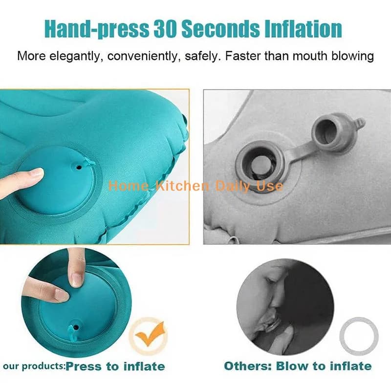 Cuscino Gonfiabile Portatile Ultraleggero in PVC con Design Ergonomico per Campeggio, Viaggi e Ufficio