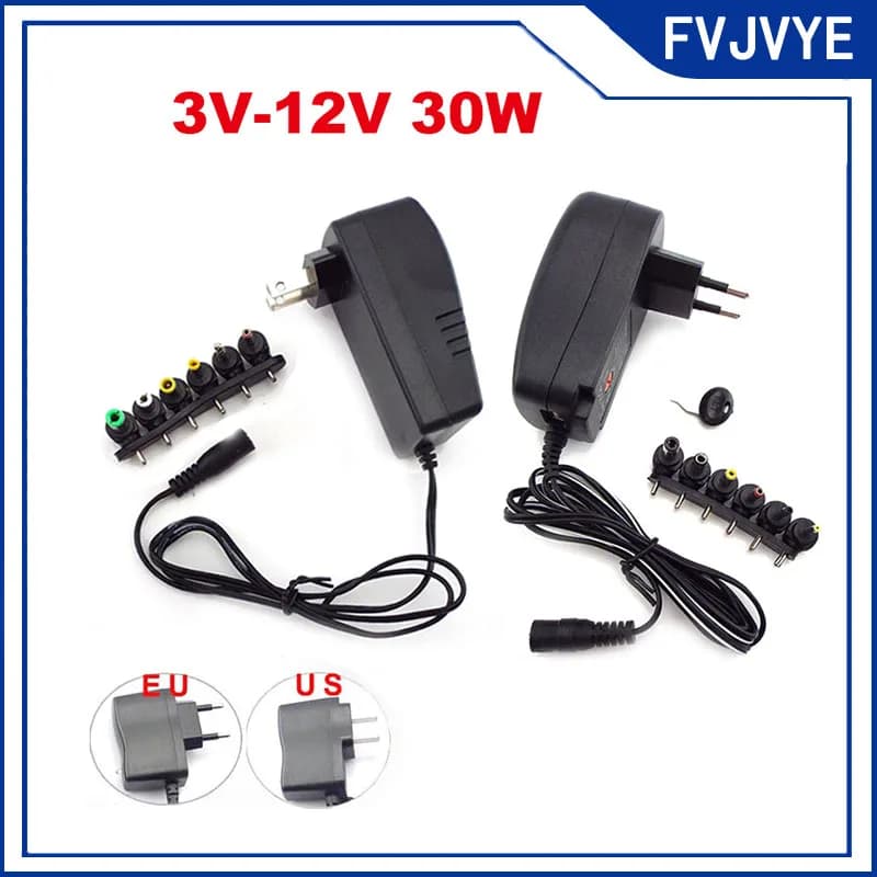 AC/DC Adapter 3v 4.5v 5v 6v 7.5v 9v 12v Adjustable Power Adapters Universal Travel Charger Switch Power Supply EU/US PlugA5