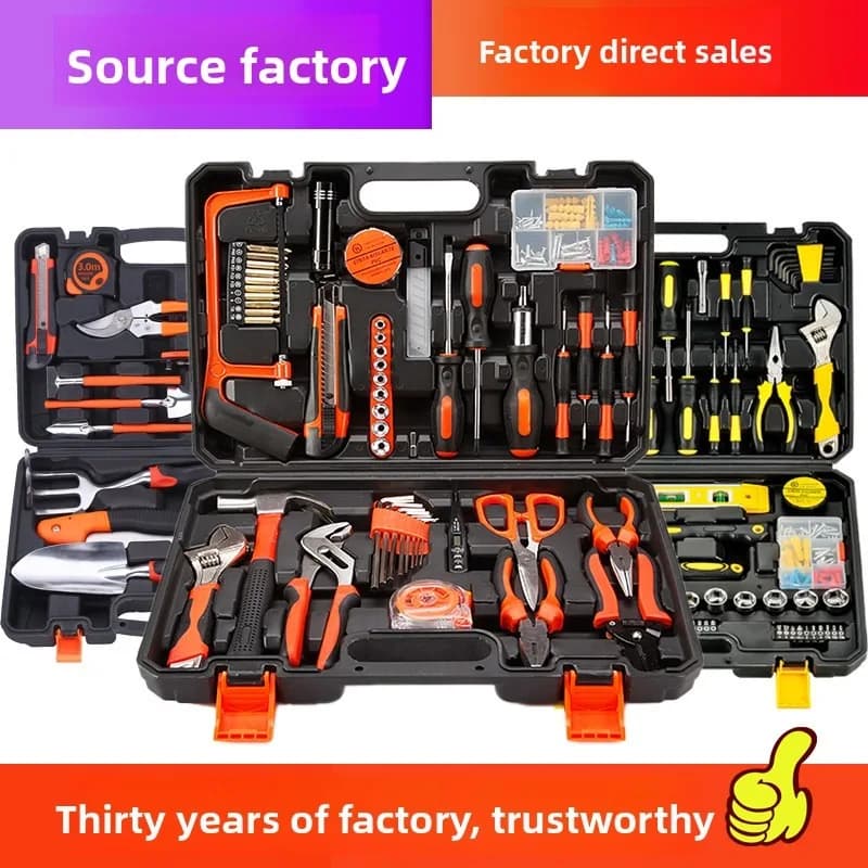 Set of Tools Manuals for Joinery, Multifunction Toolbox, Electric Repair Kit, Plastic Laptop Box