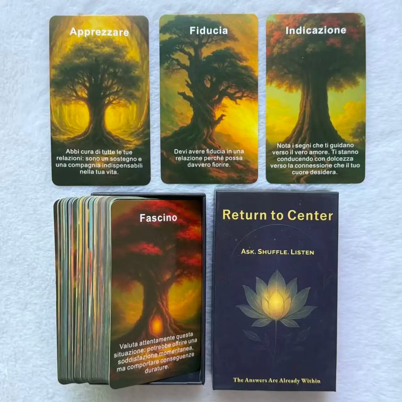 Carte Oracle Italiane, 56 Carte Oracle Tema Foresta, Autoriscoperta e Medizione, Giochi di Carte, 12*7 cm, 14+, Carte dei Tarocchi