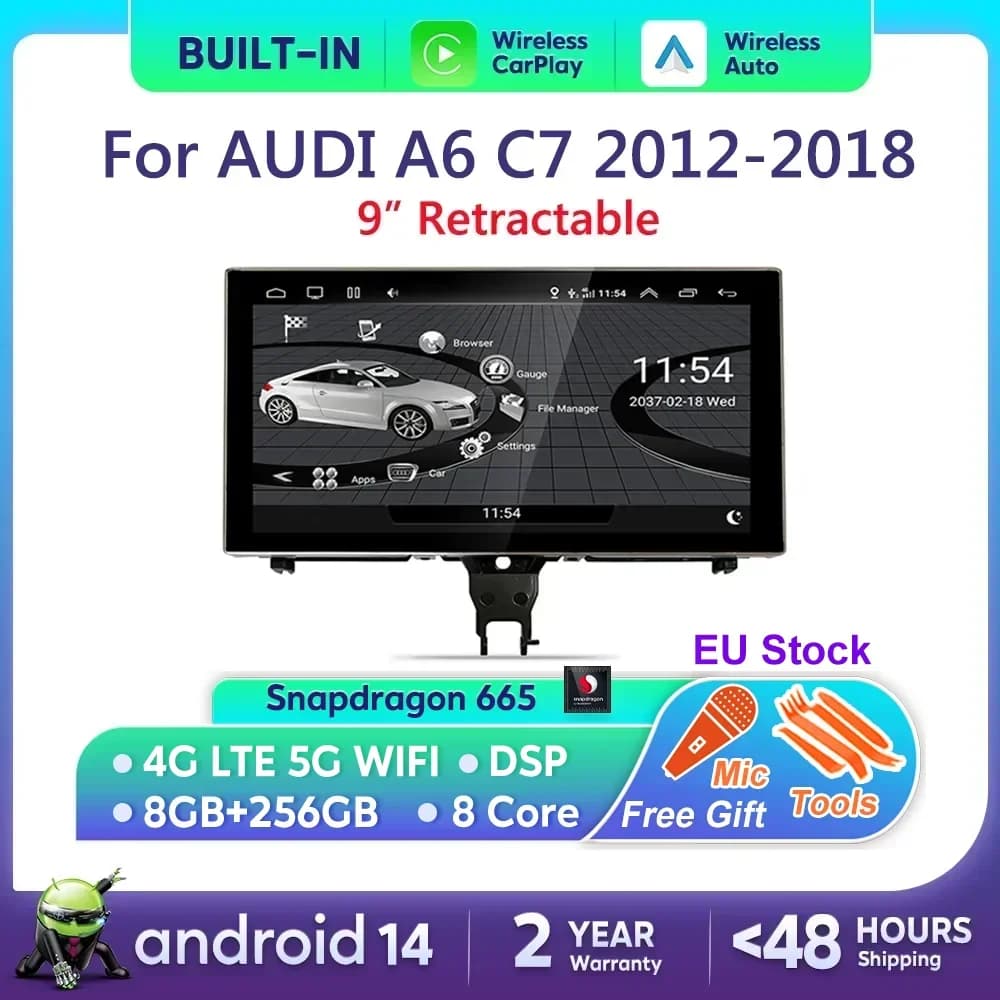 Android 14 CarPlay Per Audi A6 C7 A7 2012 ~ 2018 MMI 3G RMC Auto Lettore Multimediale di Navigazione Auto Radio Stereo GPS Touch Screen