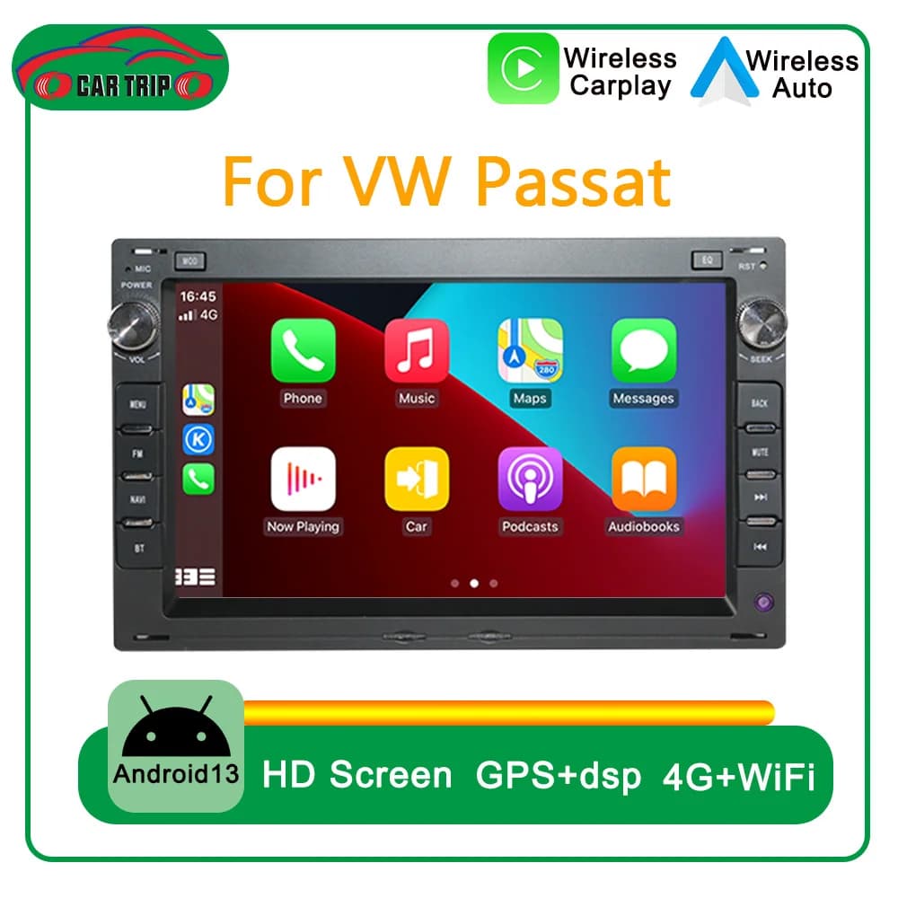 Autoradio multimediale da 7'' per VW PASSAT B5 MK4 MK5 SHARAN Jetta Bora Polo TRANSPORT T5 CITI CHICO con CarPlay Android Auto