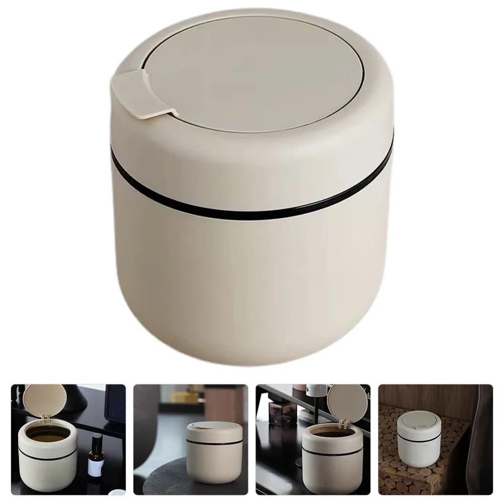 Mini cestino per rifiuti con coperchio a conchiglia, contenitore per rifiuti da scrivania per casa, ufficio, cucina, camera da letto, soggiorno, cestino per rifiuti in plastica compatto