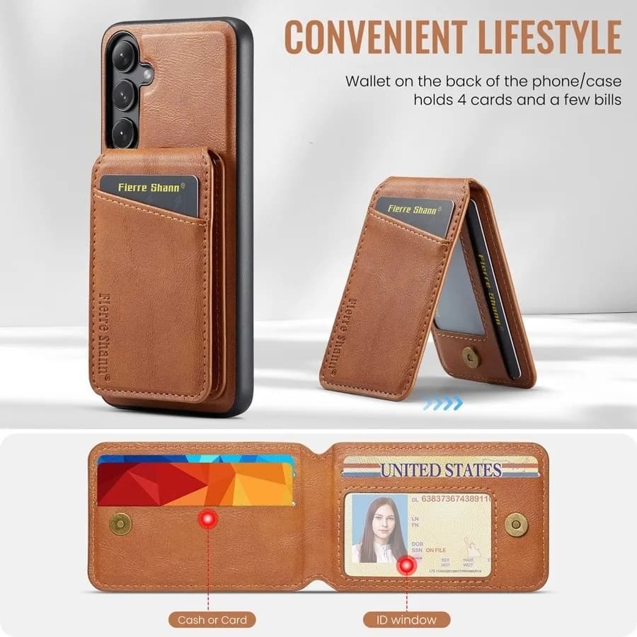 Detachable leather magnetic case with phone support Wireless charging case for Samsung Galaxy S22 + S26 S23 FE S24 Ultra S25 Edge
