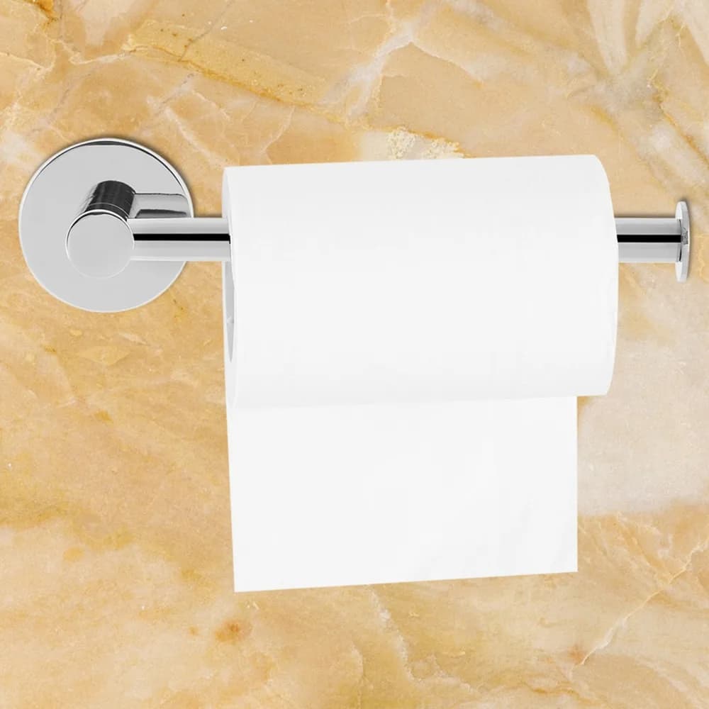 Portarotolo in Acciaio Inox Argento da Parete, Porta Carta Igienica Facile da Installare, Cromato