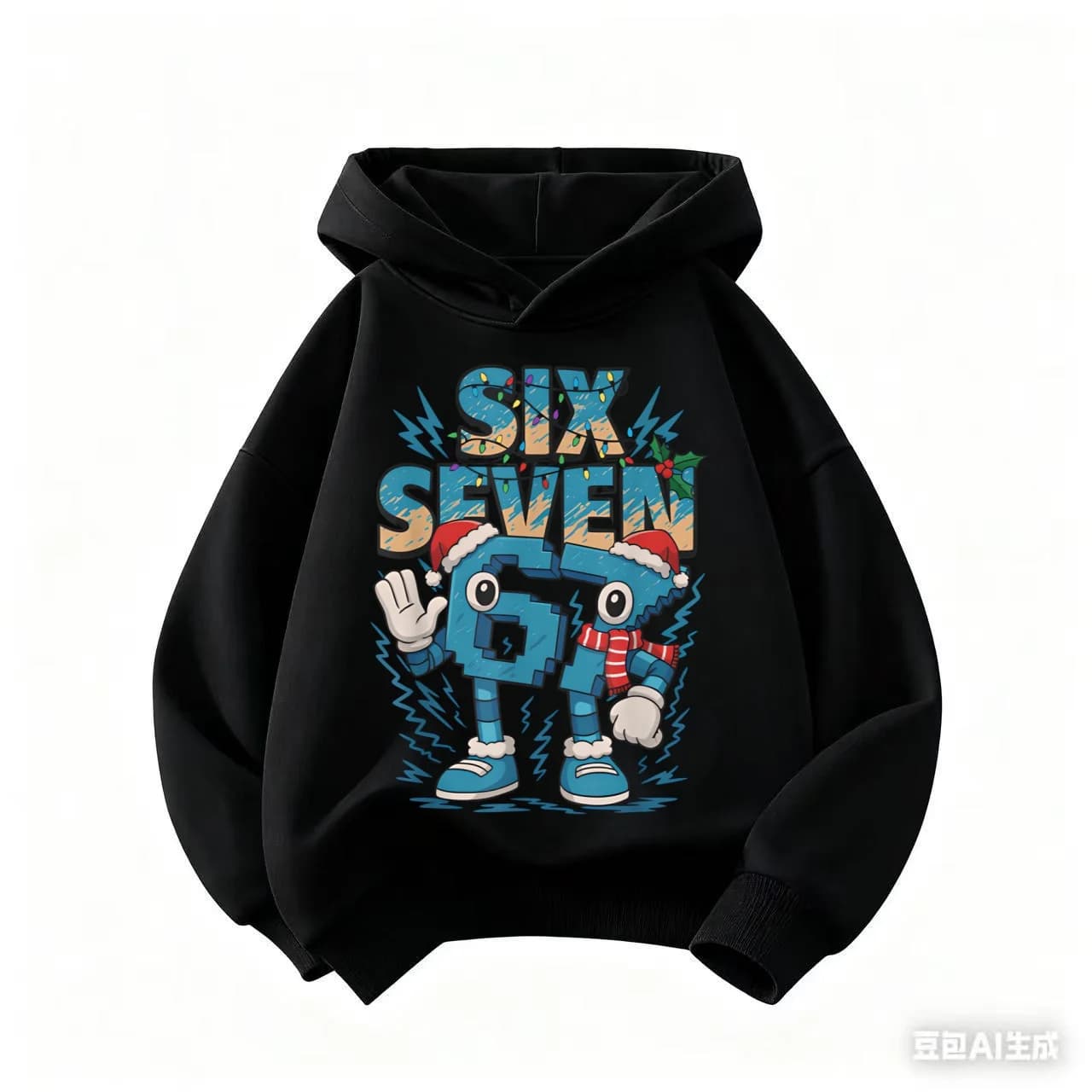 Felpa con Cappuccio per Bambini SIX SEVEN, Stile Streetwear Natalizio, Casual e Sportiva, Pullover Autunnale