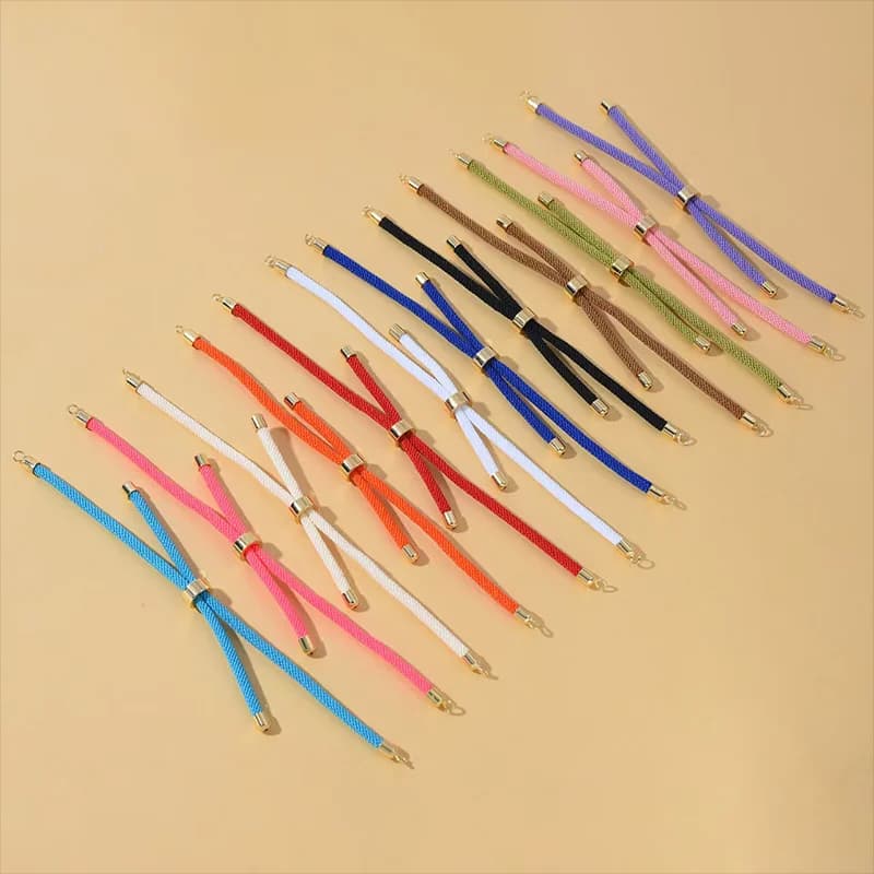 10Pcs Twisted Nylon Cords Bracelet Adjustable Extension Tail Chain Connector For DIY Handmade Jewelry Making Accessories