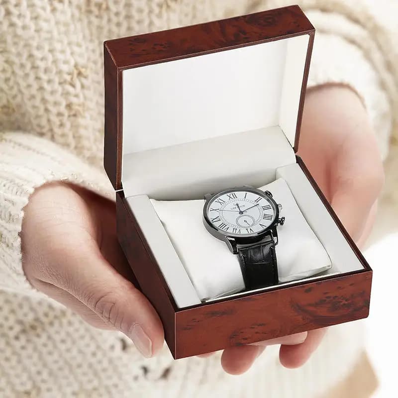 Scatola singola in legno per orologio, custodia porta gioielli di alta gamma con cuscino, lussuosa scatola regalo da viaggio per orologio da polso e bracciale da uomo