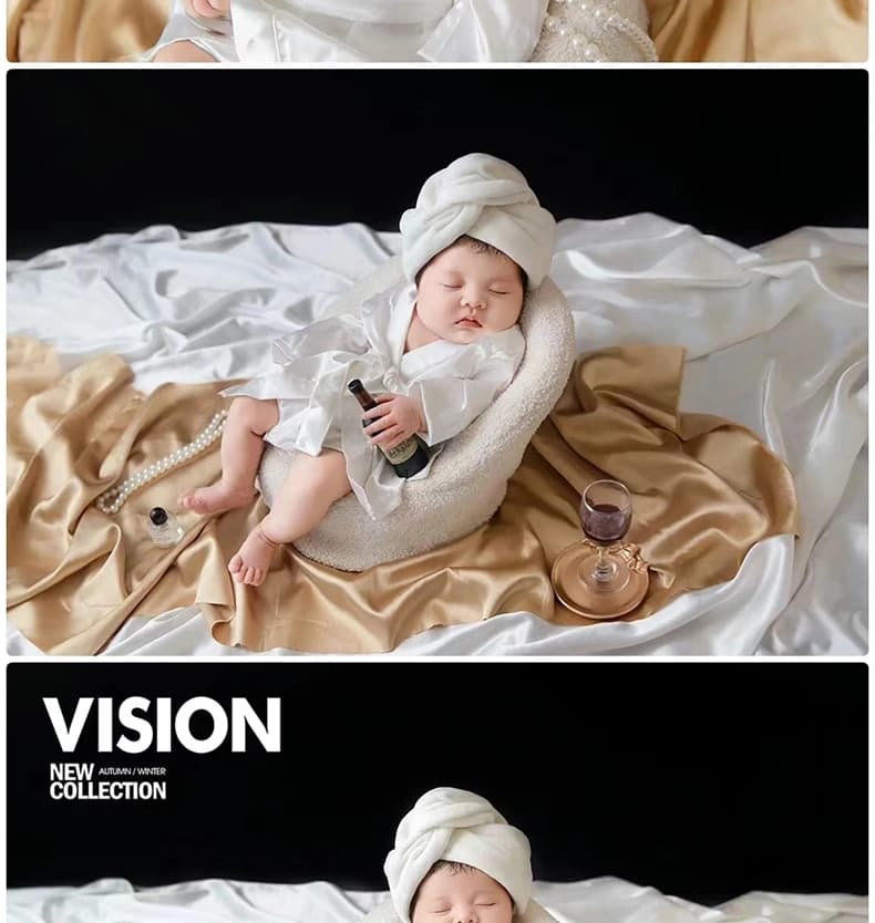 2024 Cinema Fotografia Puntelli Nome neonato Luna piena Fotografia per bambini Abbigliamento Accappatoio Fotografia di perle pils