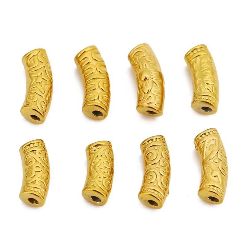 5 pezzi in acciaio inossidabile PVD oro impermeabile totem tubo piegato perline allentate Charms per bracciali fai da te collana gioielli che fanno forniture