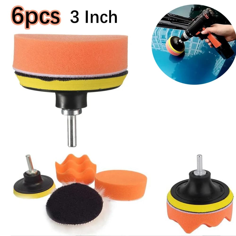 Kit tampone per lucidatura per auto da 3/4/5 pollici Set tampone per lucidatura autoadesivo in spugna per lucidatura ruota in lana per adattatore per trapano per lucidatore per auto