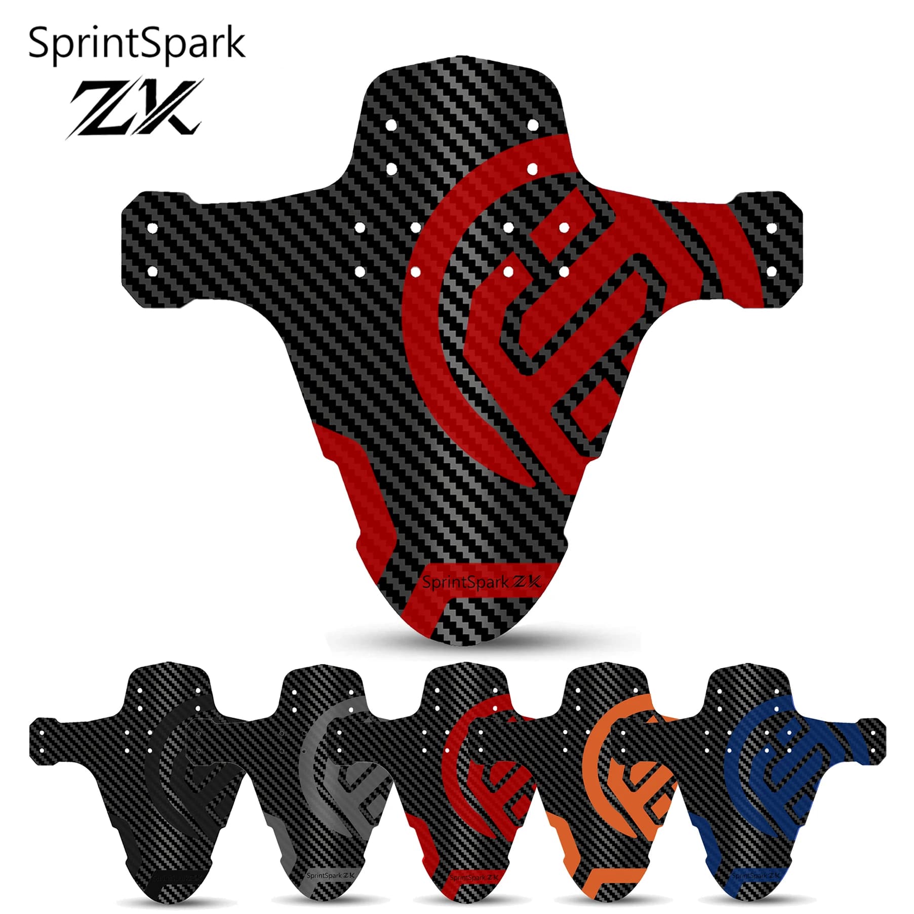 Parafango per Bicicletta SprintSparkZ Aggiornato con Motivo in Carbonio, Protezione Anteriore e Posteriore per Bici da Strada e Mountain Bike, Ultraleggero