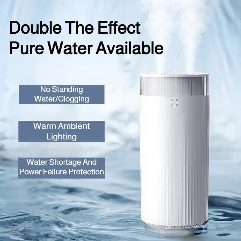 Umidificatore domestico da 1,25 litri con doppio nebulizzatore spray e luce notturna Protezione contro la carenza d'acqua Umidificatore silenzioso portatile per uso essenziale