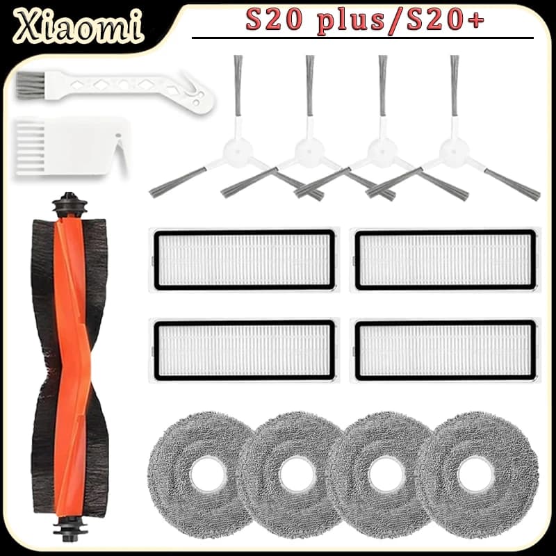 Kit di accessori per aspirapolvere robot Xiaomi S20 plus/S20+: spazzola principale, filtro HEPA, panno per la pulizia, spazzola laterale, pezzi di ricambio