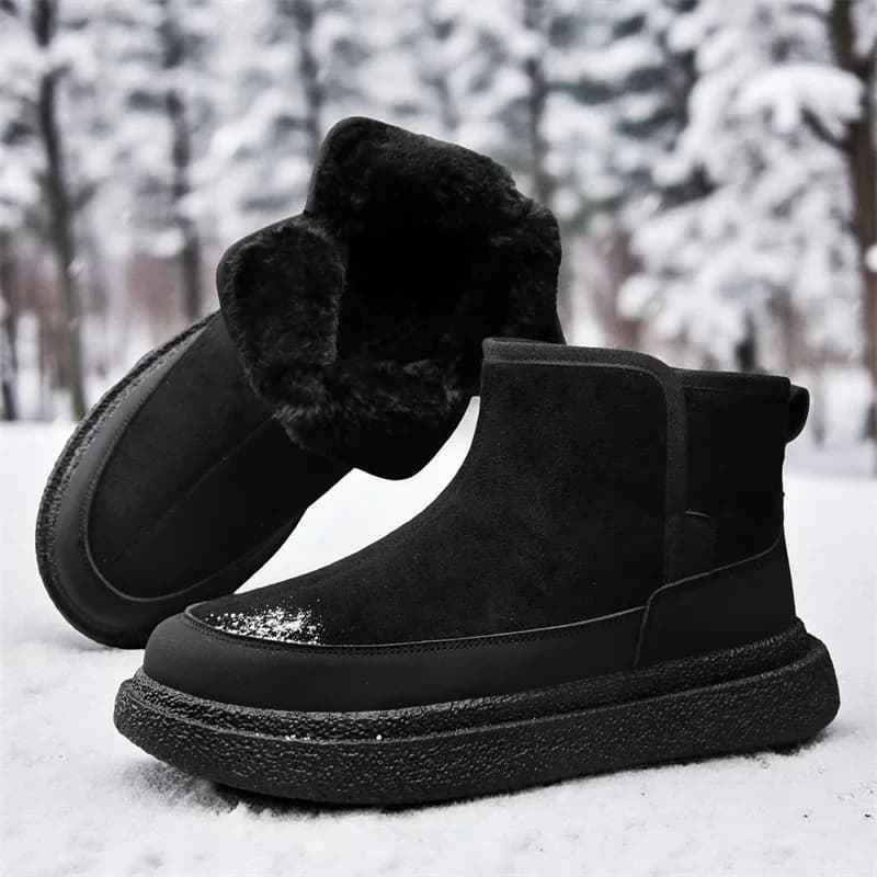 Men's Snow Boots for Casual Winter Shoes Platform Non-slip Warm Fur Ankle Boots Plush Combat Outdoor Hiking Motorcycle Boots