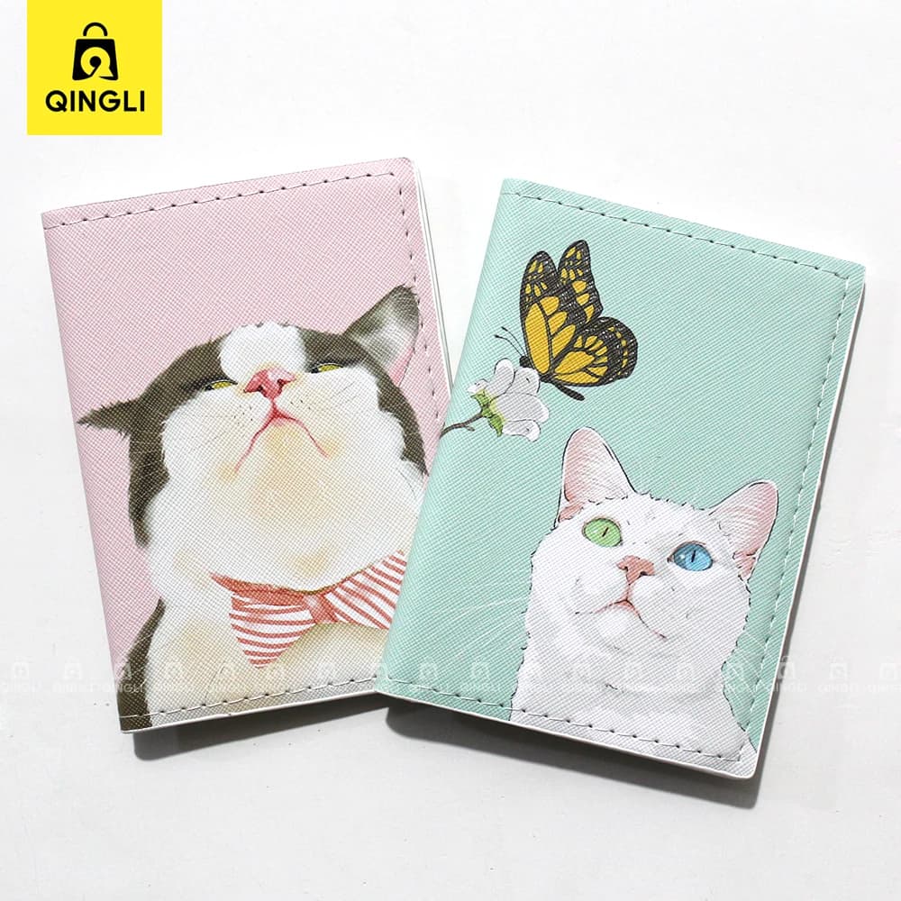 Nuova custodia per passaporto con gatti carini Custodia per passaporto multifunzionale in pelle PU Accessori da viaggio per donna Biglietti aerei Porta carte di credito