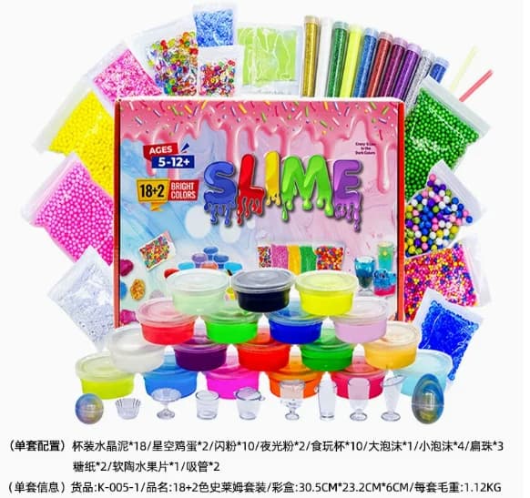 Kit di slime da 18 colori con glitter, giocattolo antistress per bambini, set educativo da regalare