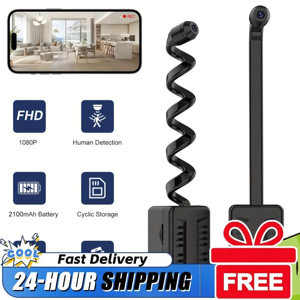 Telecamera WiFi HD 1080P Mini con Rilevamento di Movimento e Visualizzazione Remota per Monitoraggio di Casa, Bambini, Cani e Gatti